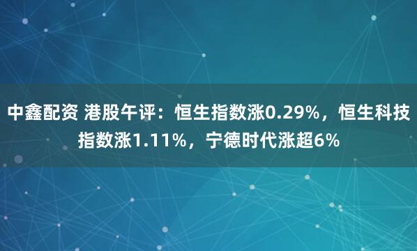 中鑫配资 港股午评：恒生指数涨0.29%，恒生科技指数涨1.11%，宁德时代涨超6%